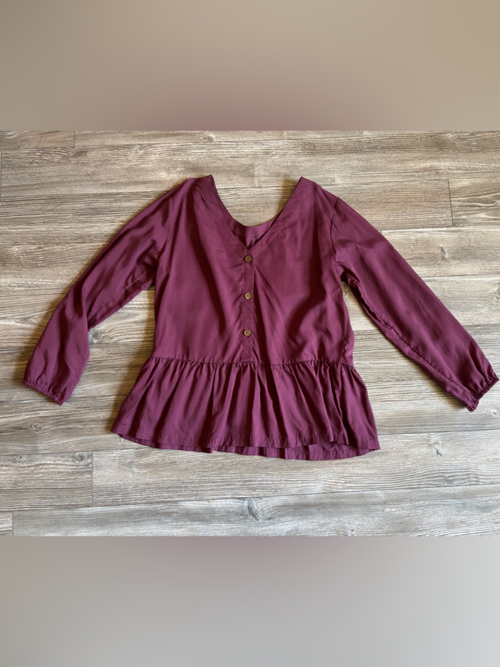 Patagonia Women's Burgundy V-Neck Peplum Button Top